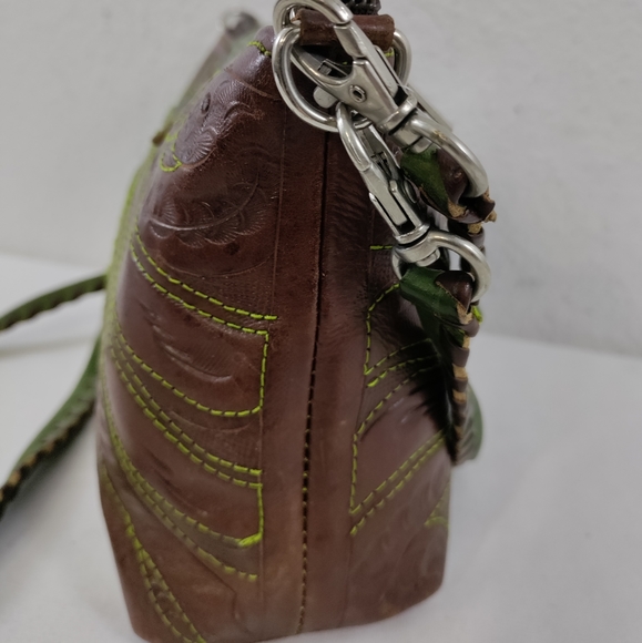 COPY - Leathers In Leather Vintage Contrast Cross Stitch Tooled Leather Crossbo… - Picture 4 of 12